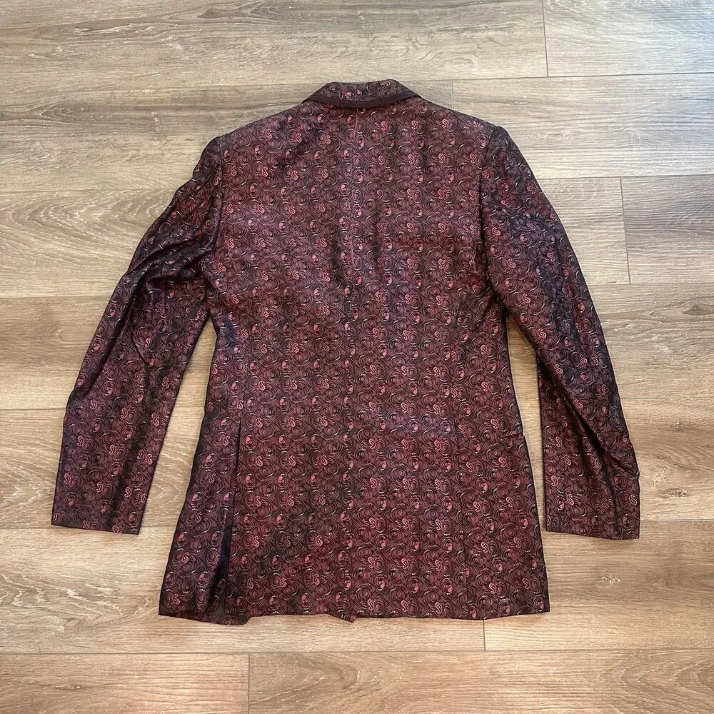 Vtg Brioni Italy 100% Silk Paisley Brocade Smoking Jacket Tuxedo Blazer Sz 38R
